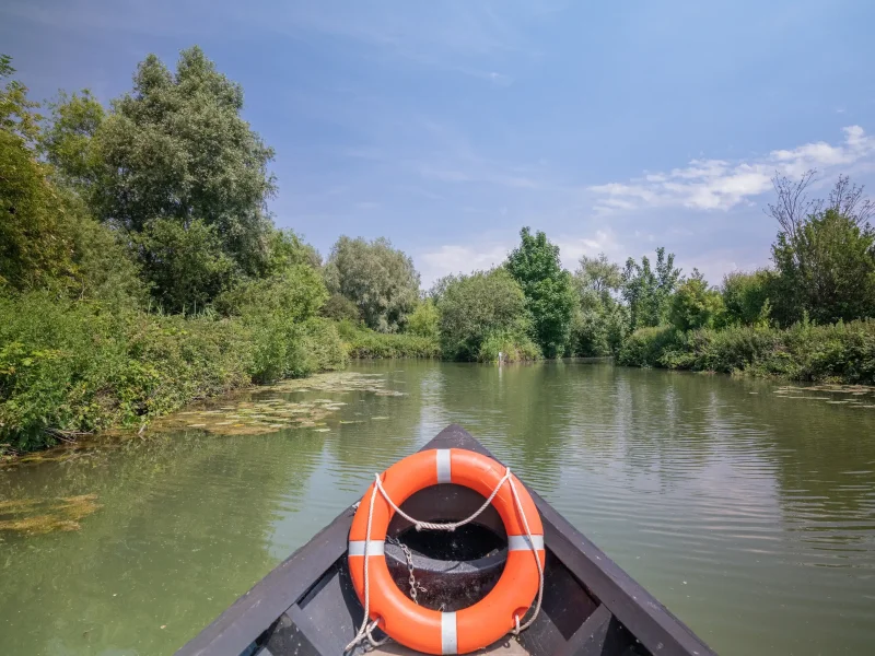 Bacôve, embarcation traditionnelle en bois, sur les wateringues du marais Audomarois.